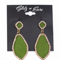 Rhinestone Trimmed Leaf Shaped Earrings