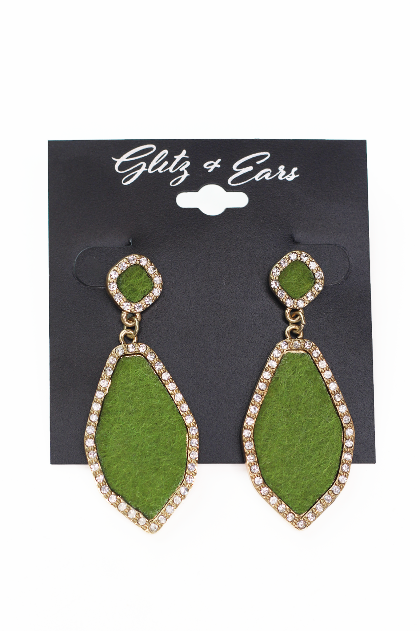 Rhinestone Trimmed Leaf Shaped Earrings