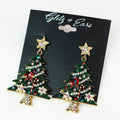 Christmas Tree Earrings w/ Rhinestone Accents