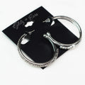 Metal & Pave Rhinestone Open Hoop Earrings