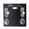 Rhinestone Leaf & Teardrop Dangling Clip On Earrings