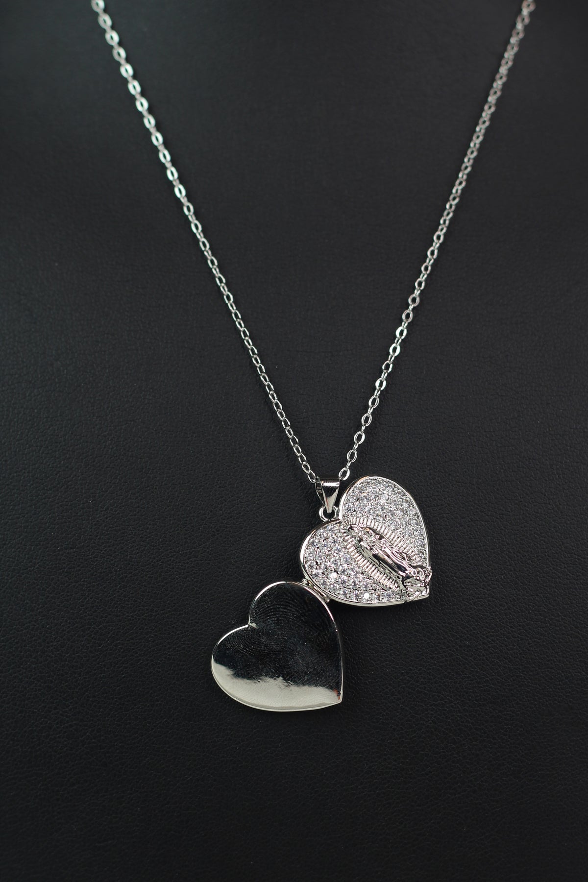Rhinestone Heart Icon Middle Locket