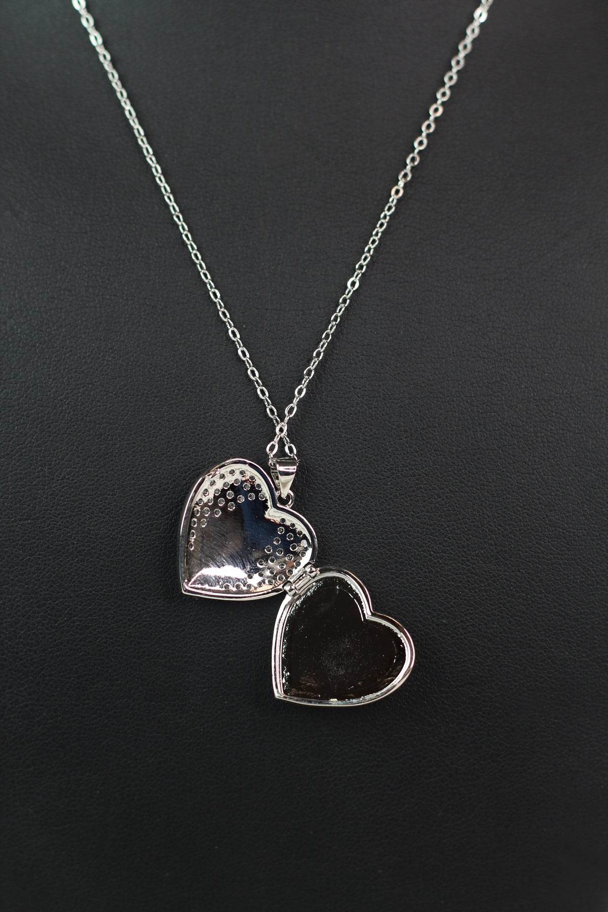 Rhinestone Heart Icon Middle Locket