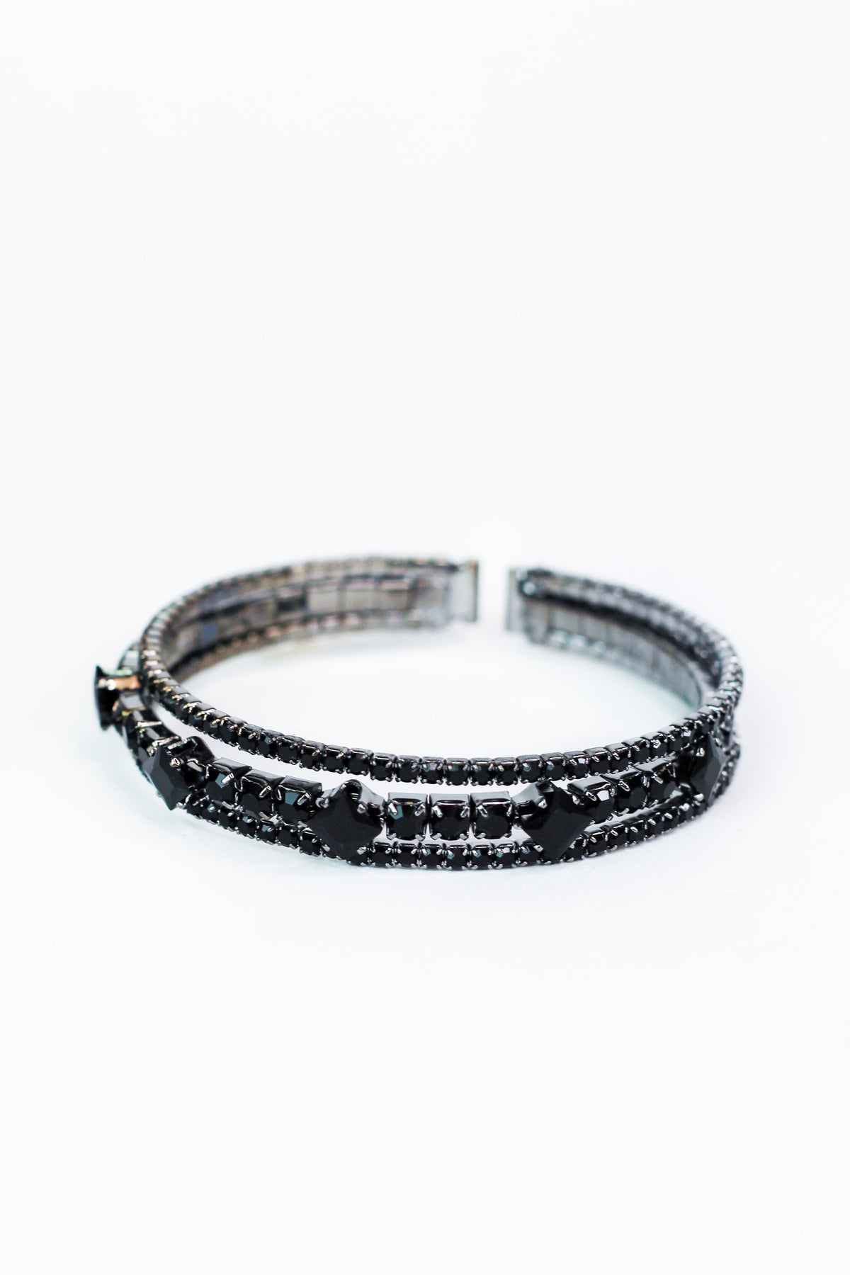 3 Row Rhinestone Cuff w/ Larger Middle Stones - Glitz &amp; Ears Boutique