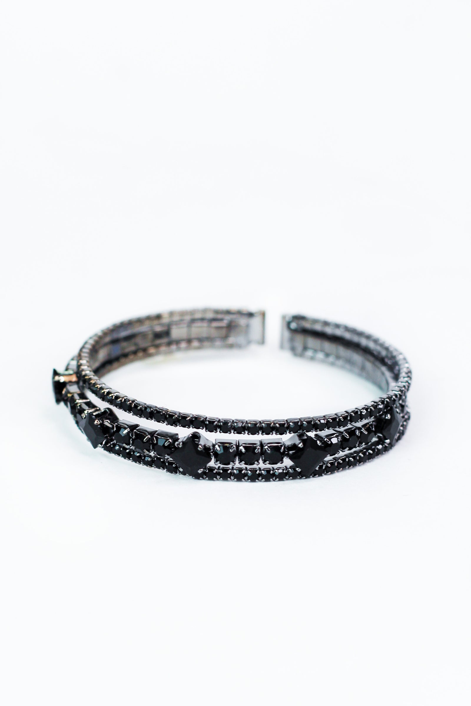 3 Row Rhinestone Cuff w/ Larger Middle Stones - Glitz & Ears Boutique