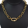 Multi Chain Link Necklace w/ Pave Center Link