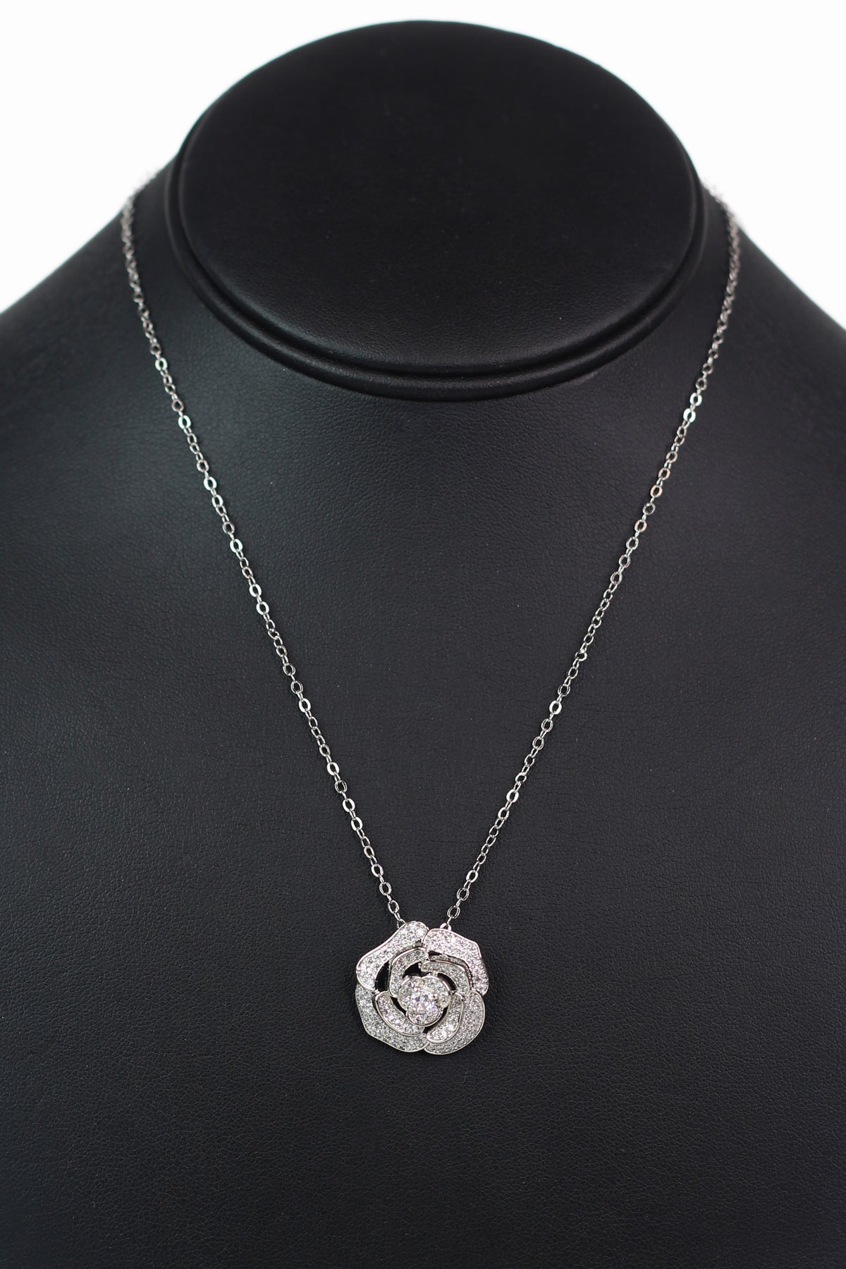 Pave Rose Dainty Chain Necklace