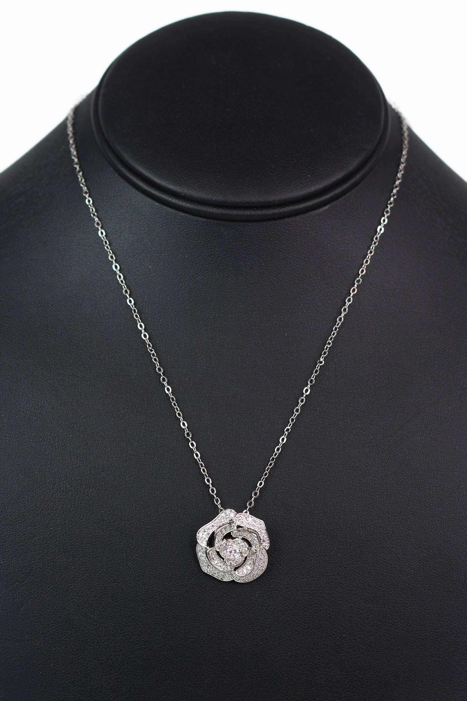 Pave Rose Dainty Chain Necklace