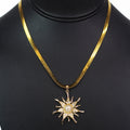 Pave Sun Herringbone Necklace