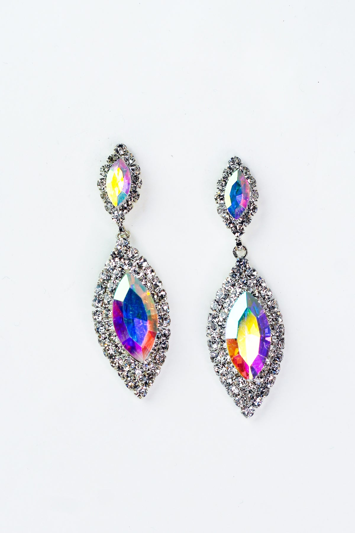 2 Almond with Stone Trim Earring
