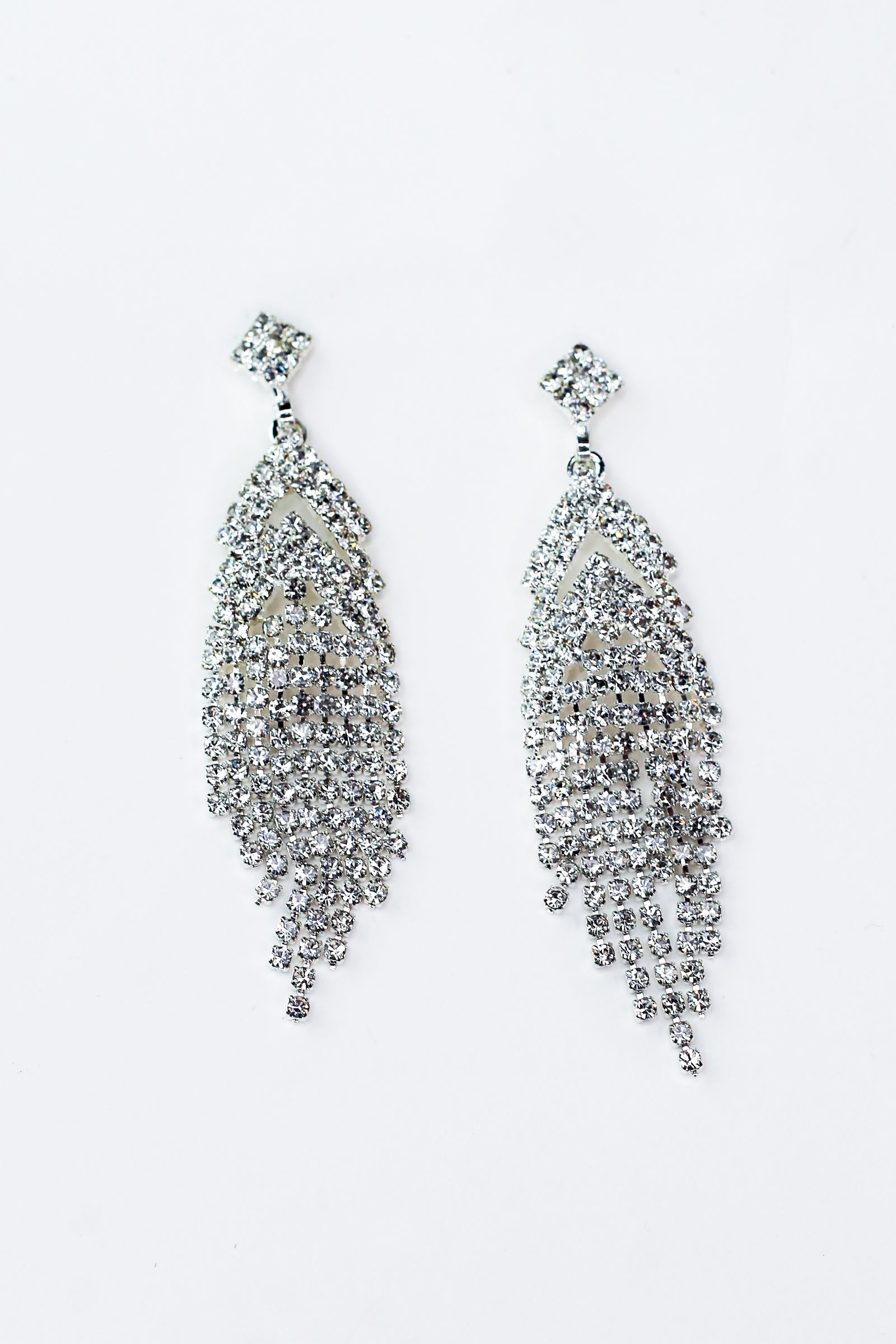Pave Rhinestone Dangles Earrings