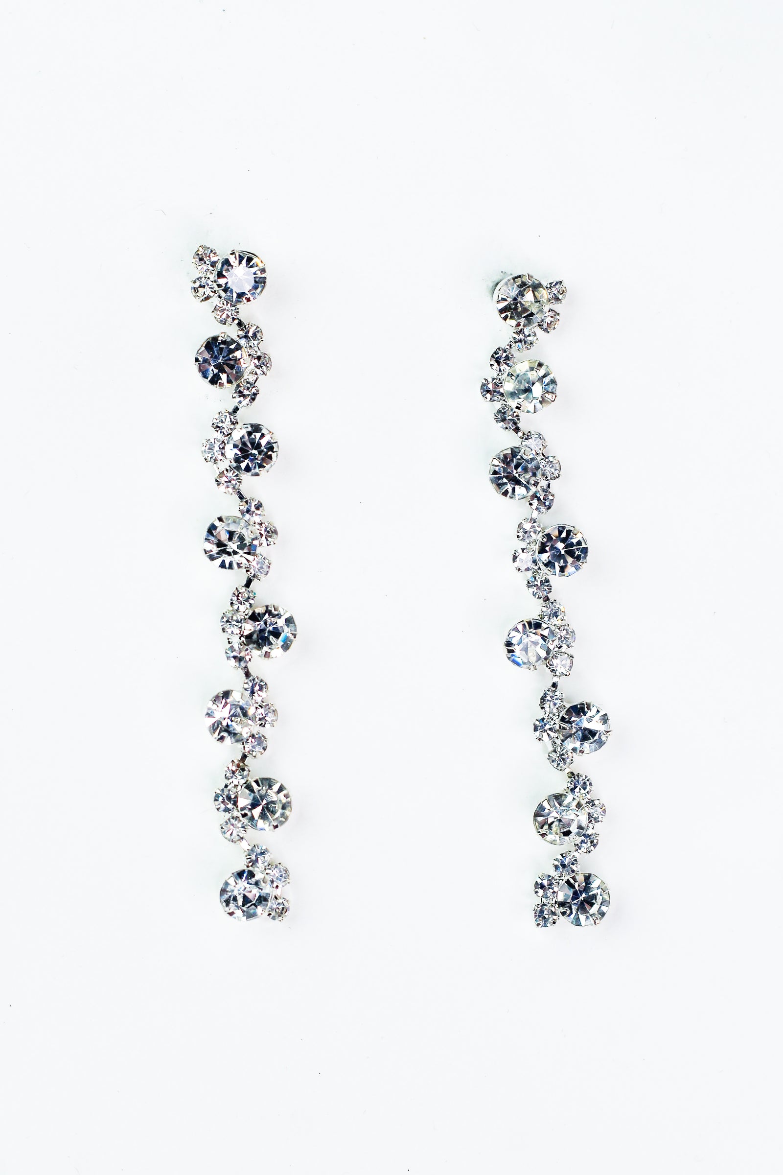 Round Stones & Pave Straight Dangling Earrings