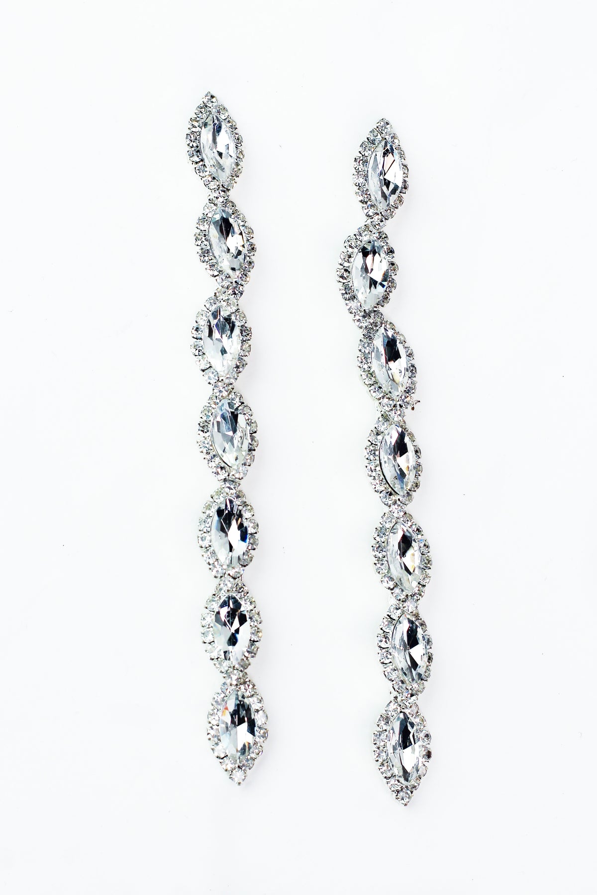 Seven Almond &amp; Pave Vertical Rhinestone Earrings