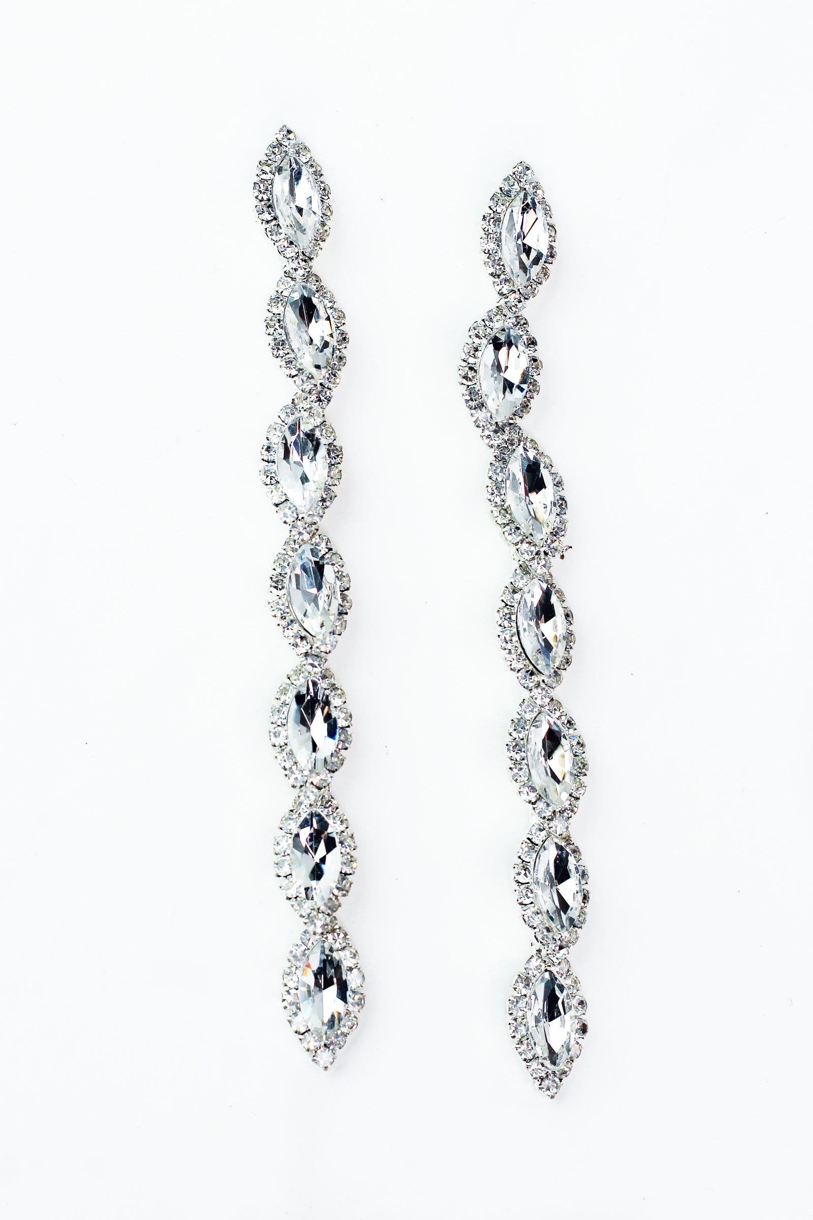 Seven Almond & Pave Vertical Rhinestone Earrings