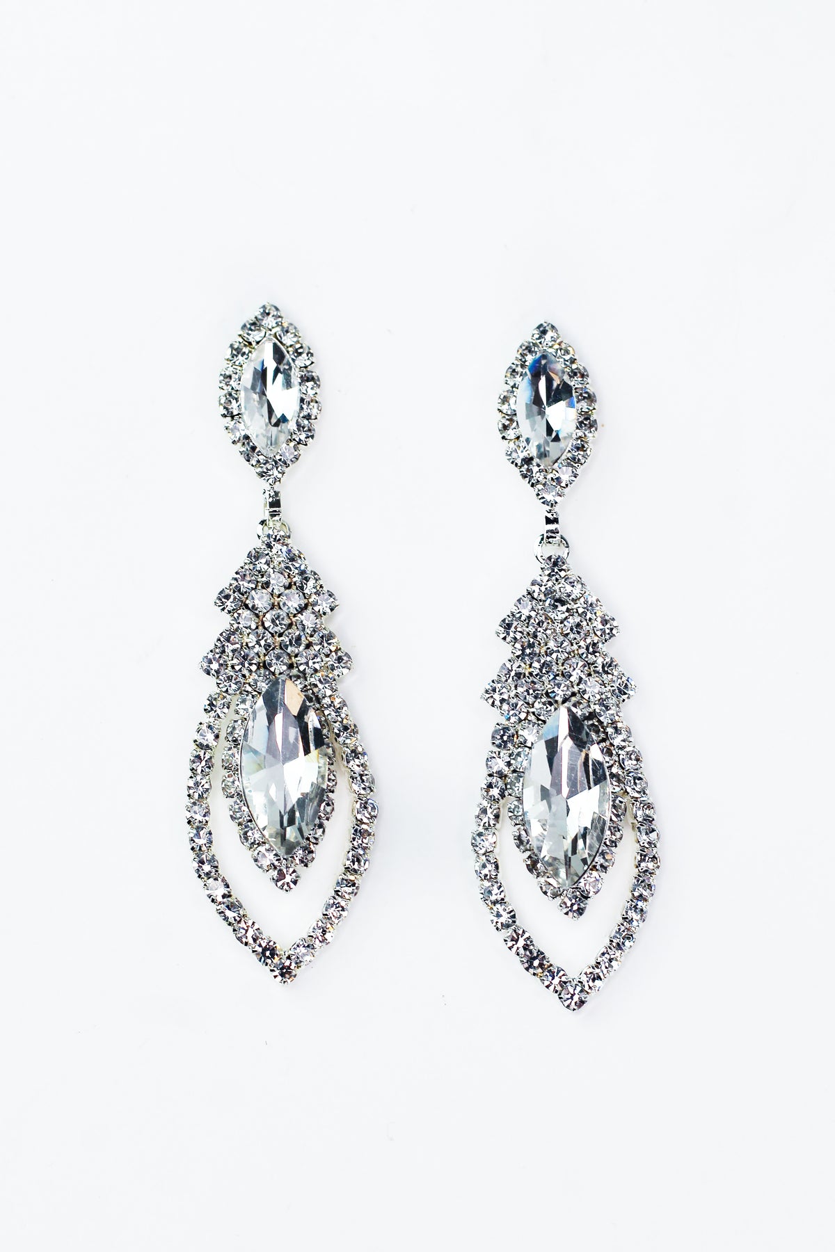 Pave &amp; Marquis Teardrop Cluster Earrings