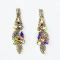 Round Marquis & Pave Dangling Leaf Earrings