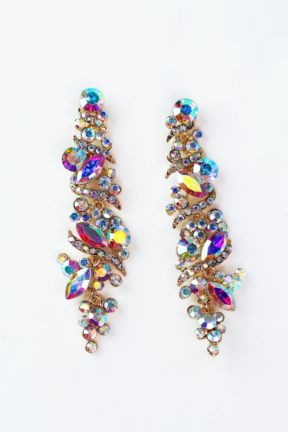 Round Marquis &amp; Rhinestone Two-Piece Earrings