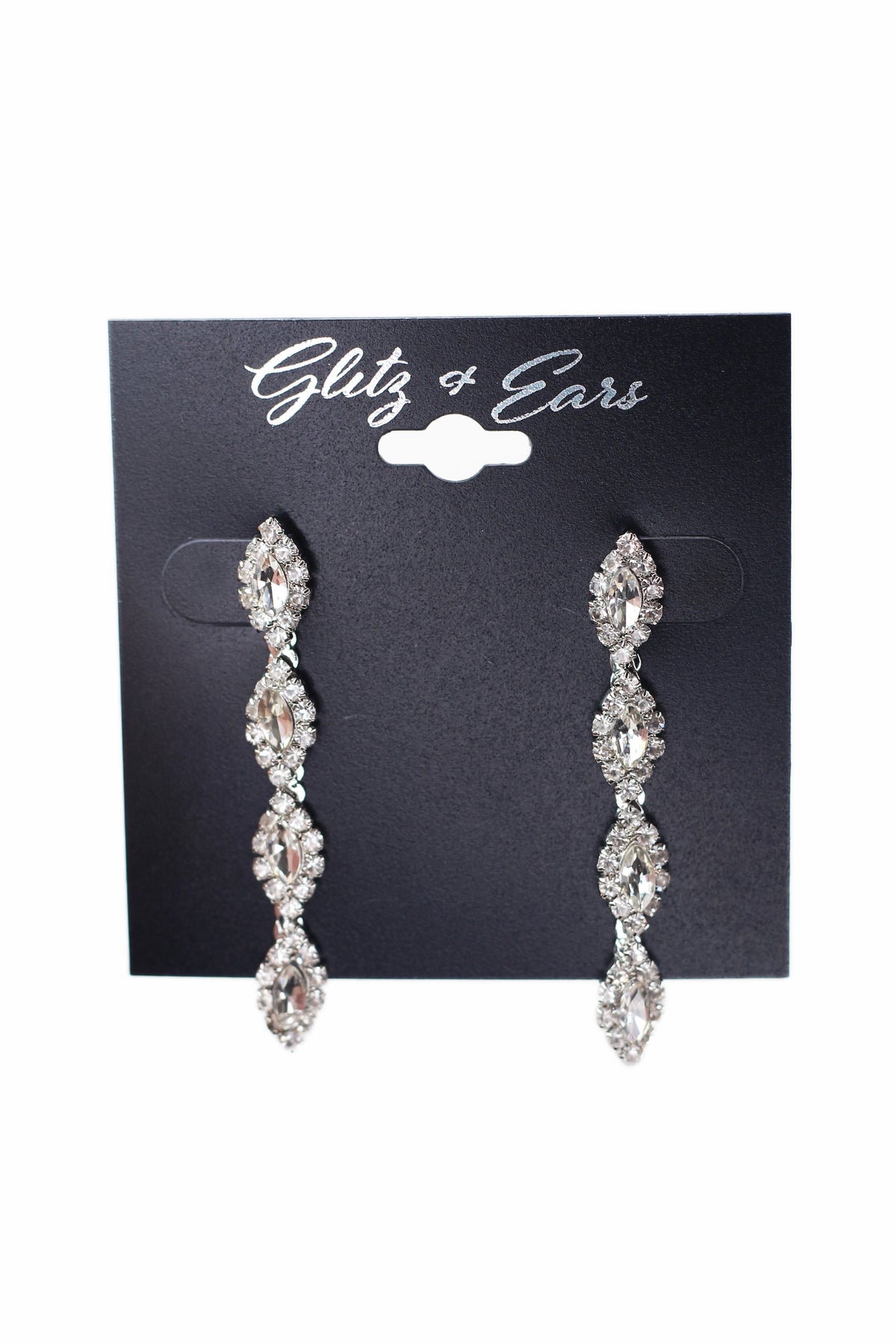 Small 4 Almond & Pave Vertical Rhinestone Earrings
