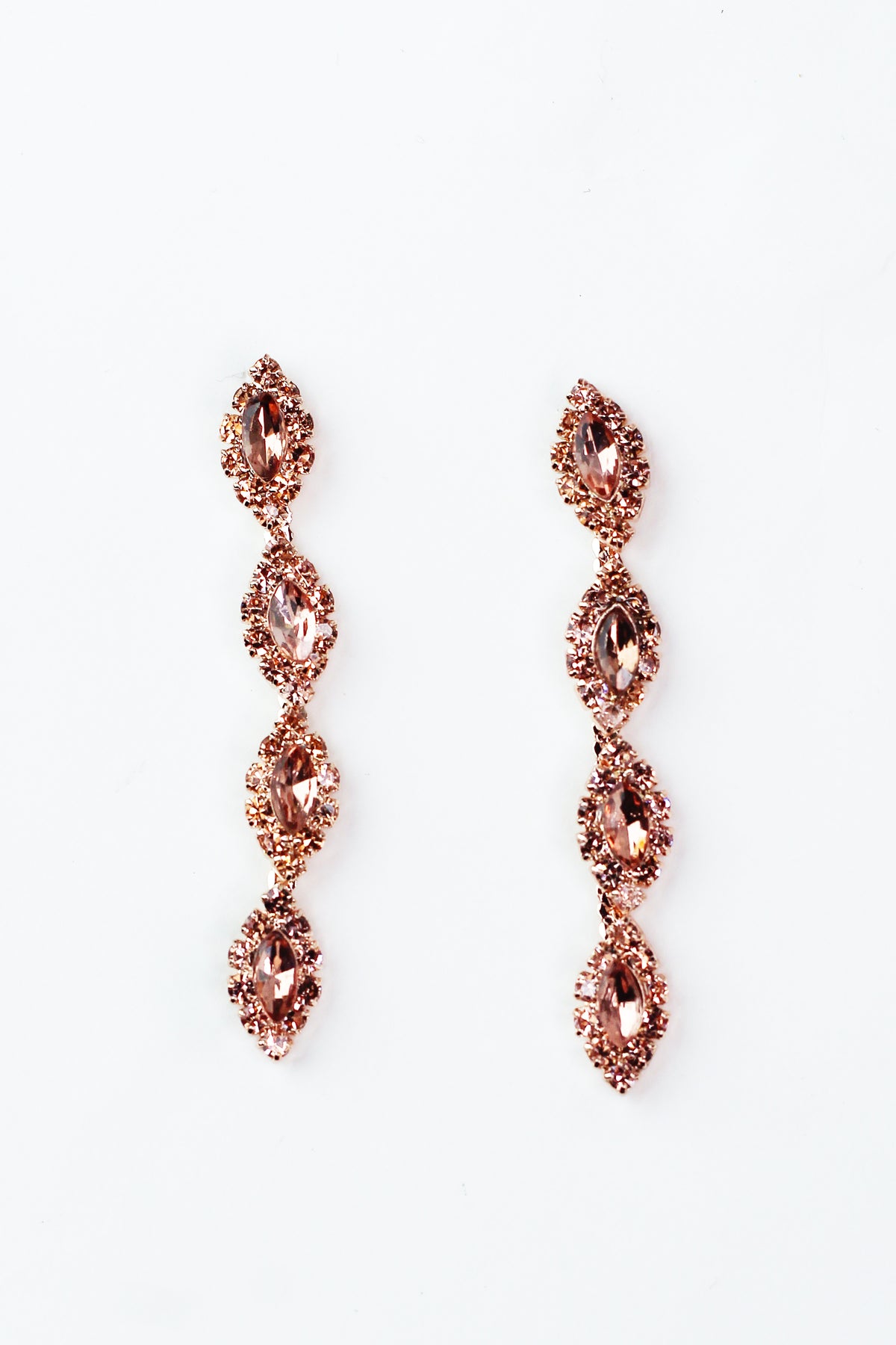Small 4 Almond &amp; Pave Vertical Rhinestone Earrings