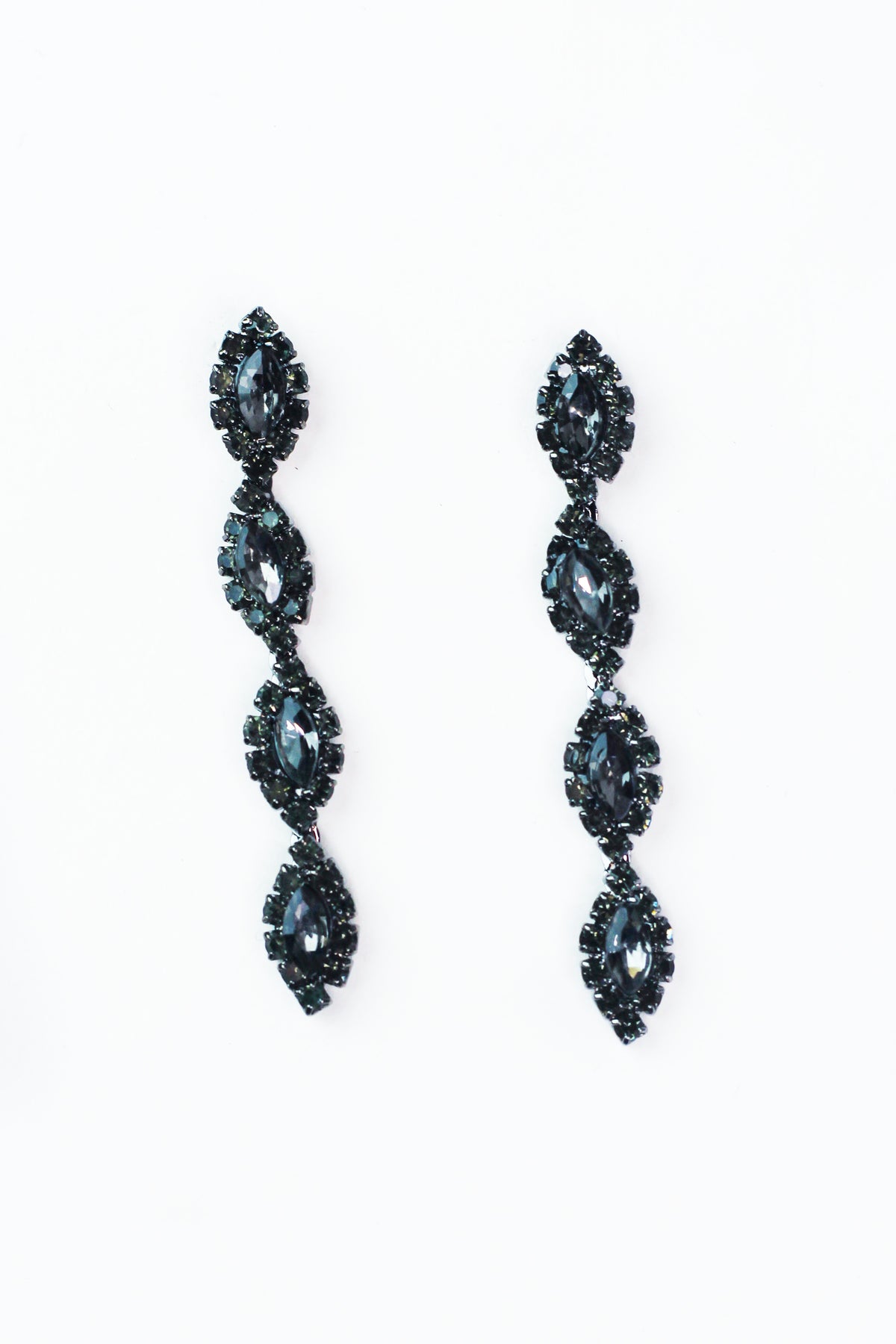 Small 4 Almond & Pave Vertical Rhinestone Earrings