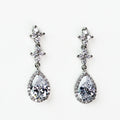 Double Cluster & Pave Trimmed Teardrop Earrings