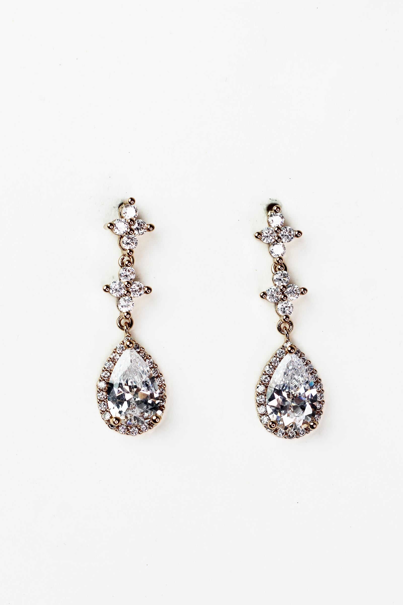 Double Cluster & Pave Trimmed Teardrop Earrings