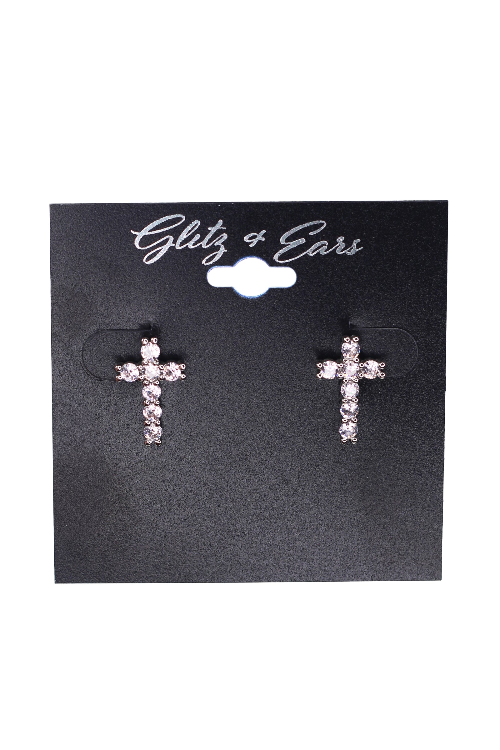 Rhinestone Cross Stud Earrings