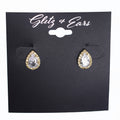 Pave Trimmed Teardrop Stud Earrings