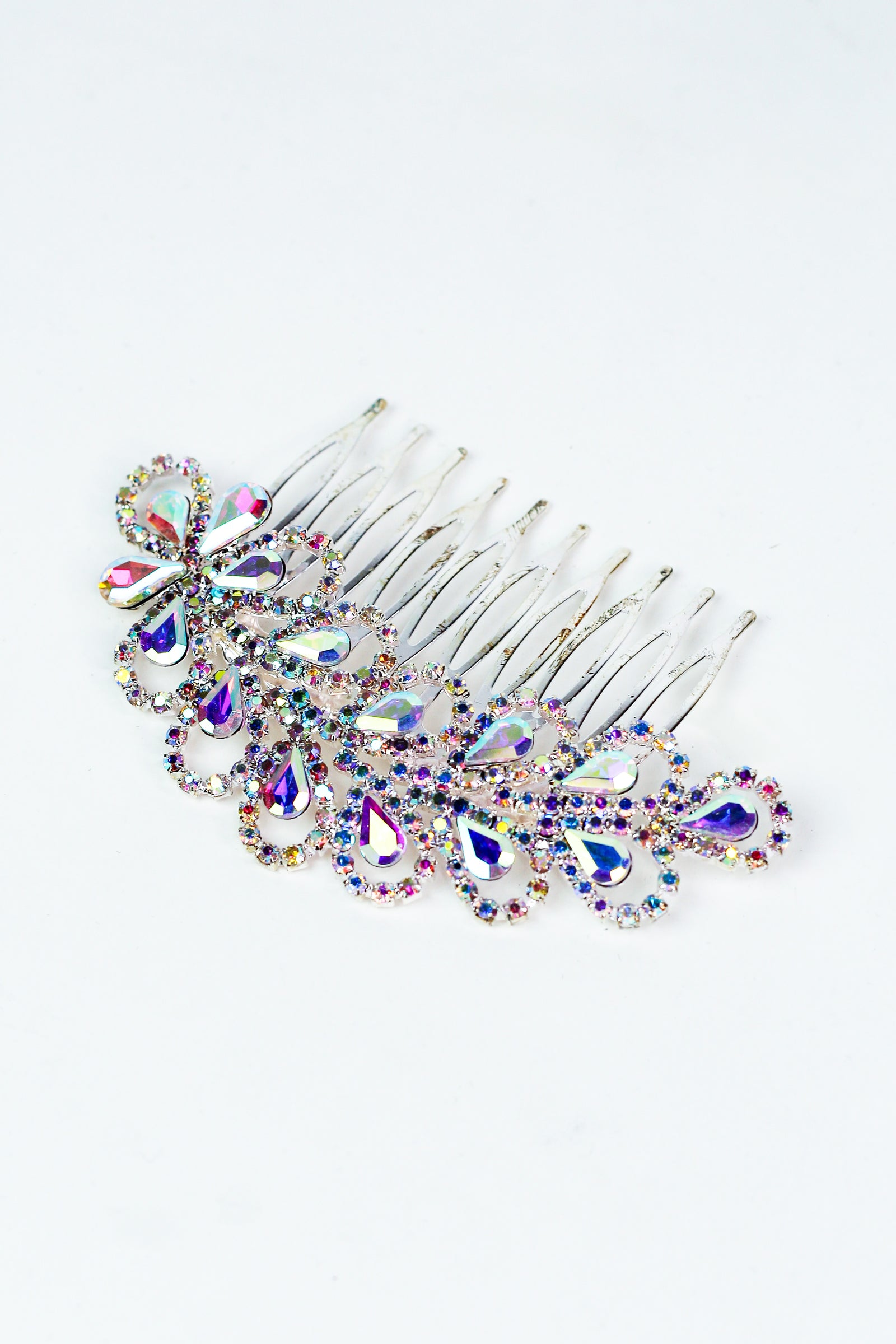 Rhinestone Trimmed Teardrops Curved Hair Comb - Glitz & Ears Boutique