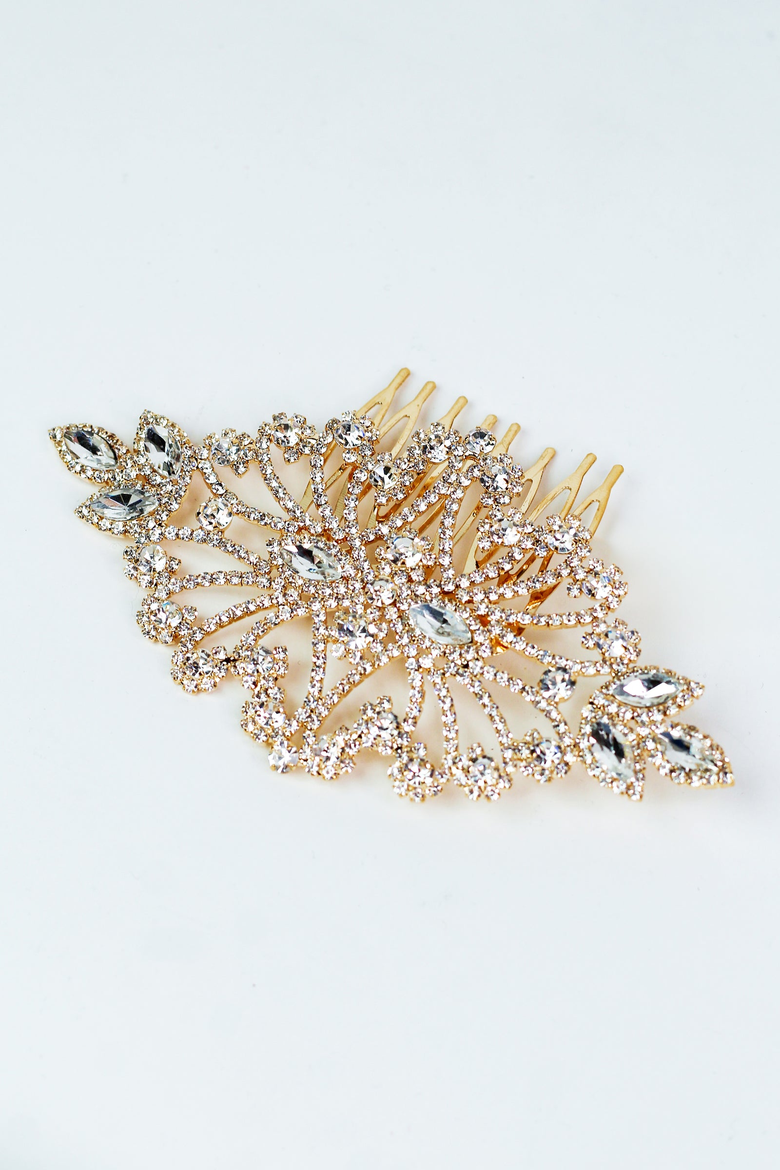 Rhinestone Scrolls & Teardrop Ends Hair Comb - Glitz & Ears Boutique