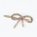 Double Row Rhinestone Open Bow Barrette