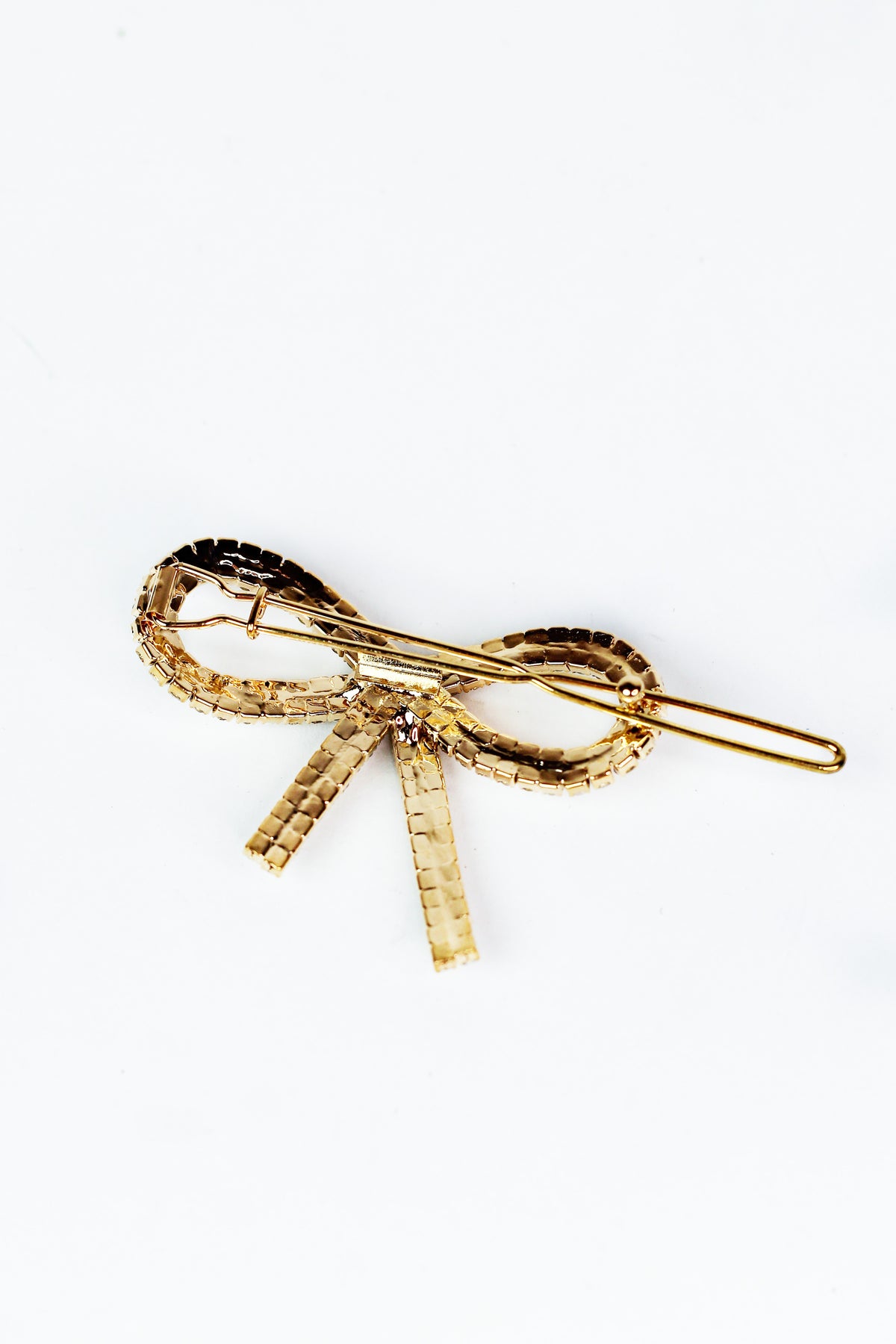 Double Row Rhinestone Open Bow Barrette