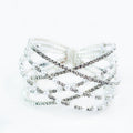 6 Row Spaced Pearl & Rhinestone Criss Cross Cuff Bracelet