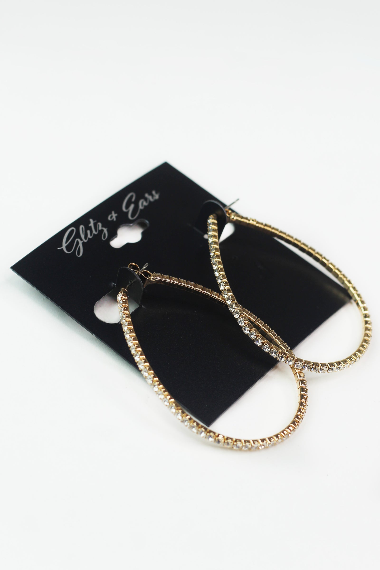 Rhinestone Open Teardrop Hoop Earrings