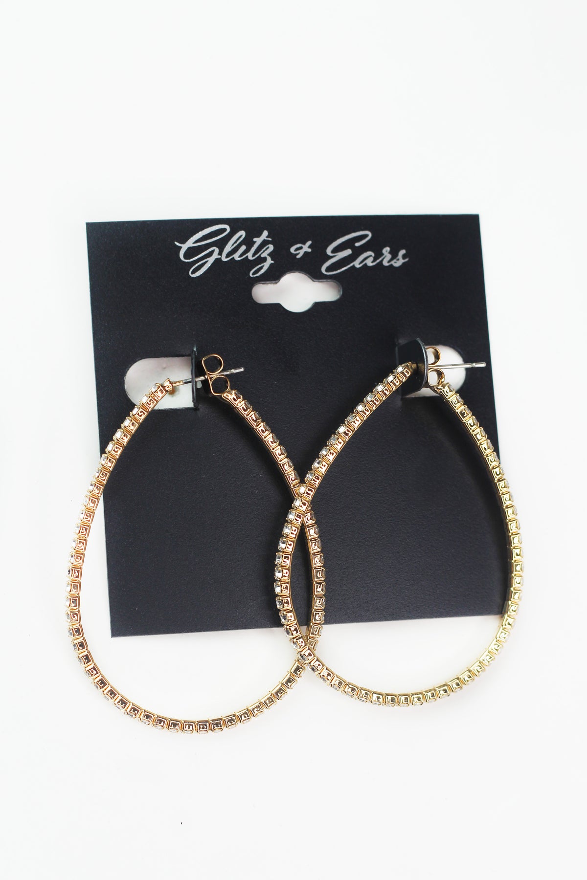 Rhinestone Open Teardrop Hoop Earrings