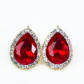 Rhinestone Trimmed Large Teardrop Clip On Earrings
