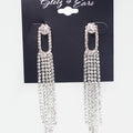 Open Oval & Dangles Rhinestone Earrings