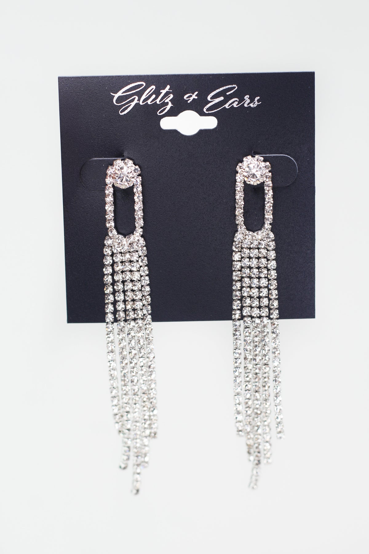Open Oval &amp; Dangles Rhinestone Earrings