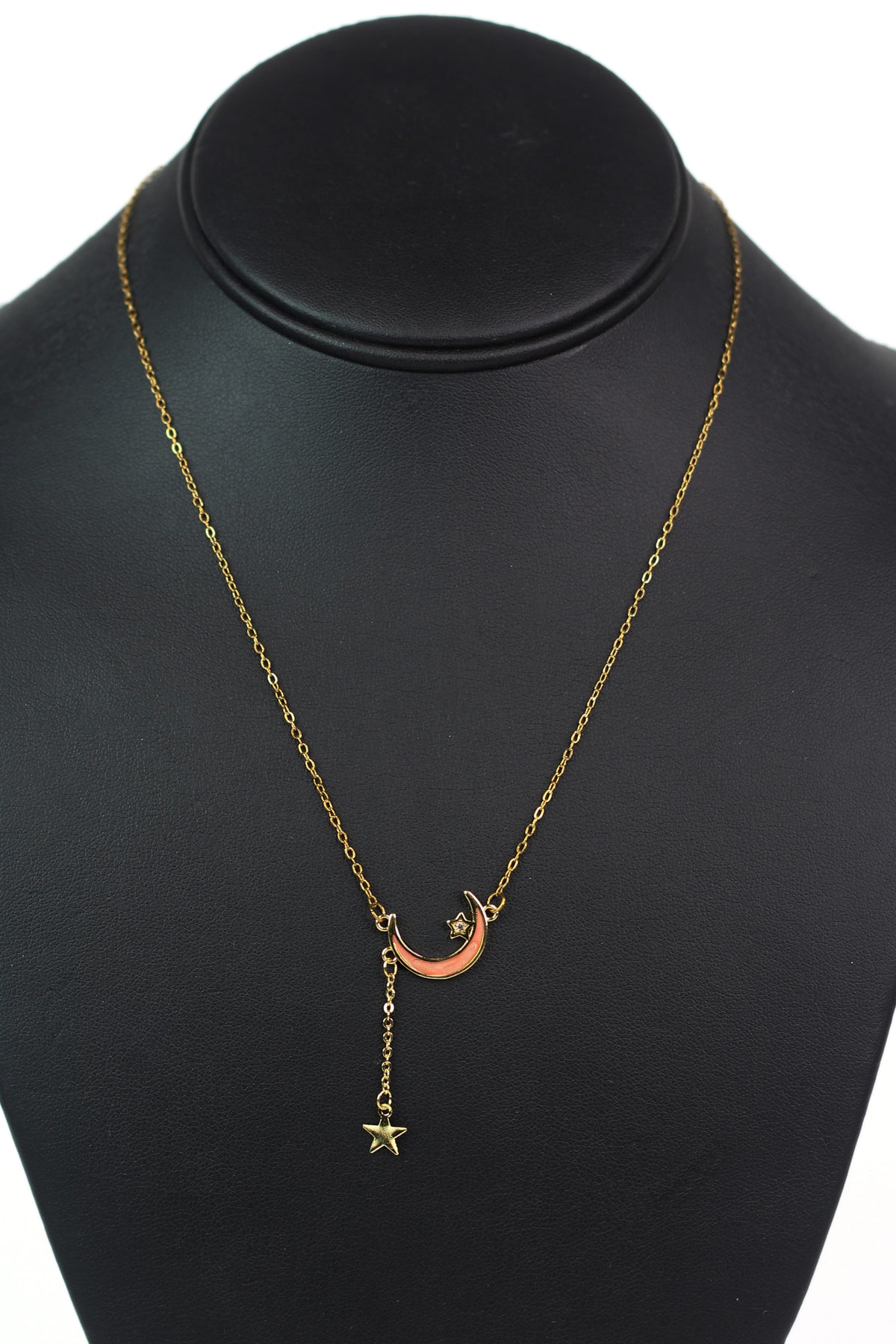Crescent Moon &amp; Dangling Star Dainty Chain Necklace