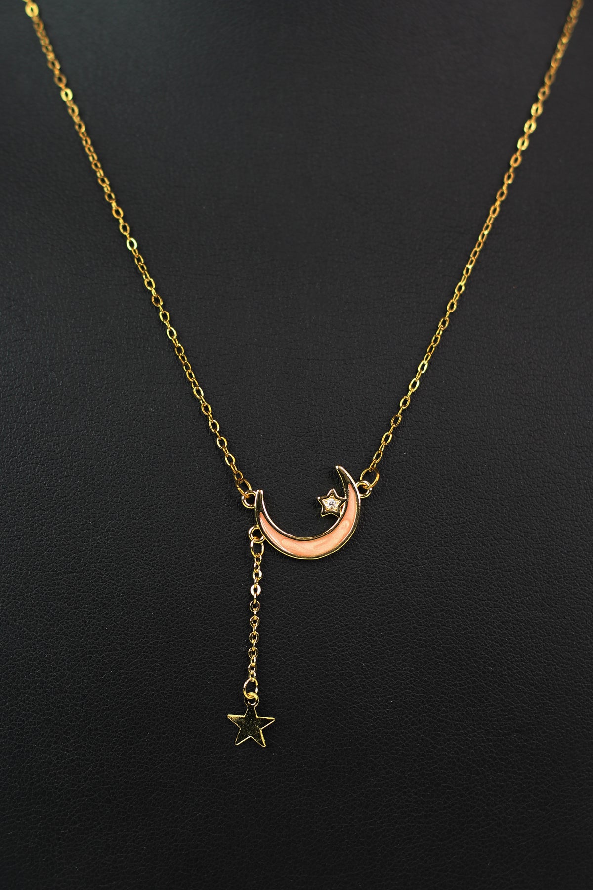 Crescent Moon & Dangling Star Dainty Chain Necklace