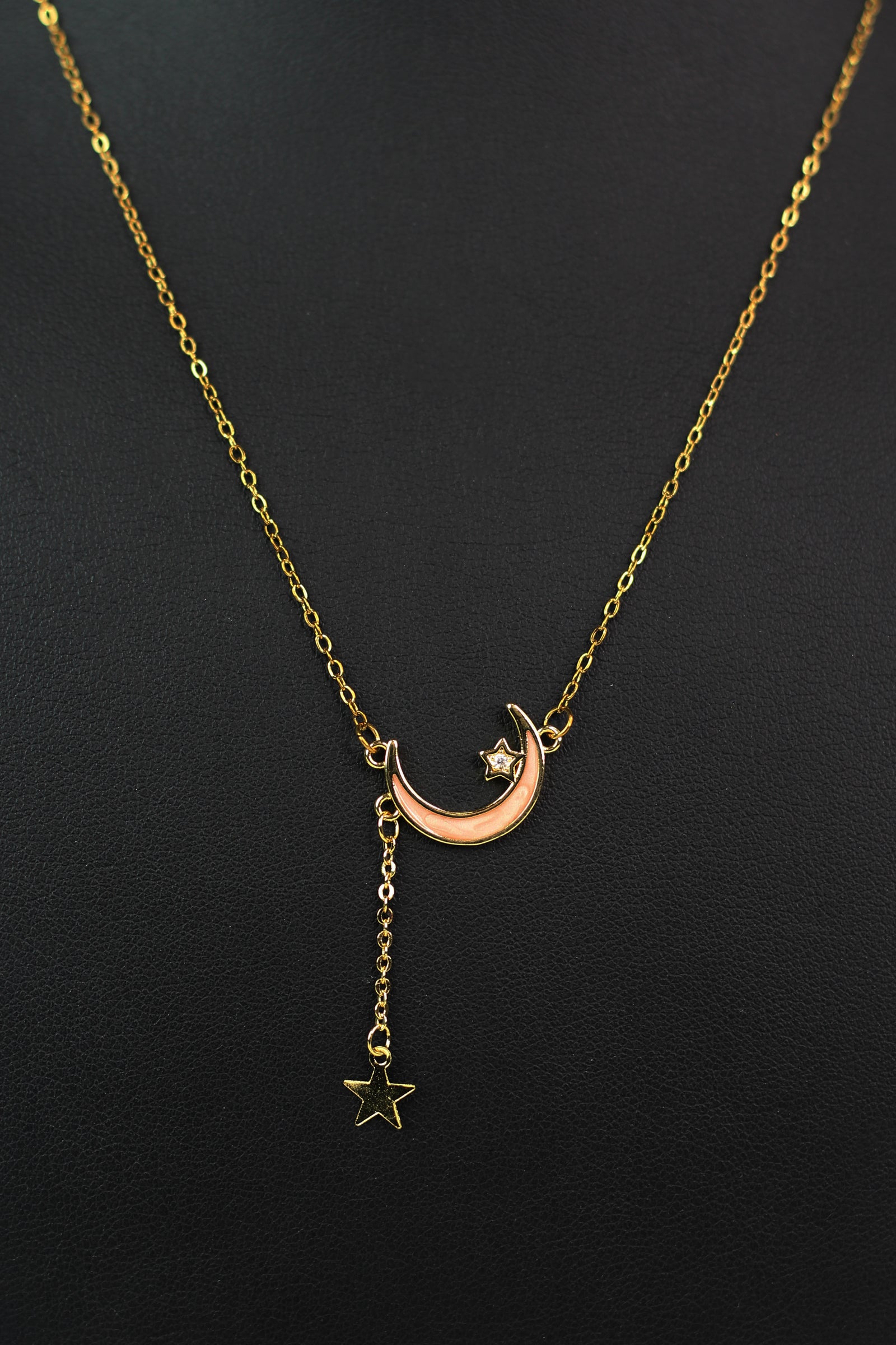 Crescent Moon & Dangling Star Dainty Chain Necklace
