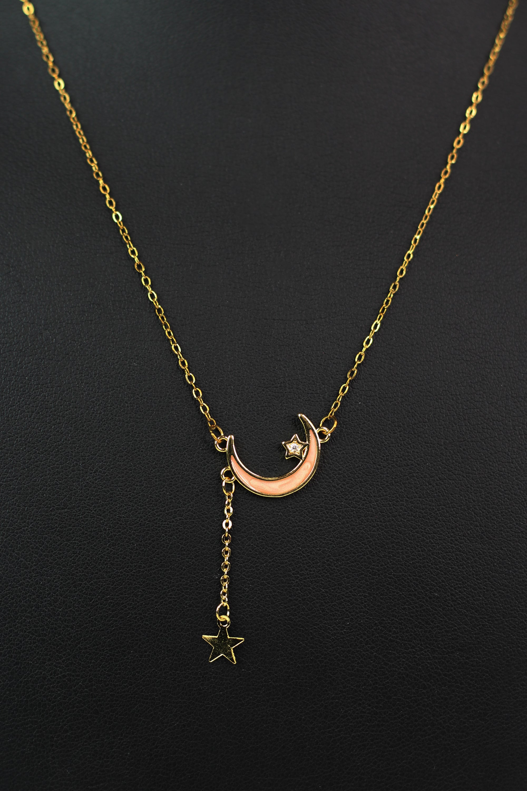 Crescent Moon & Dangling Star Dainty Chain Necklace - Glitz & Ears Boutique