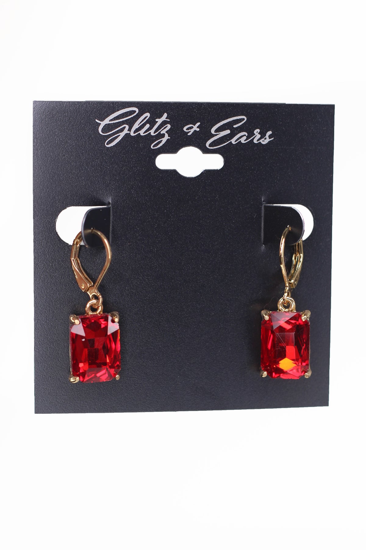 Dangling Emerald Shaped Rhinestone Earrings