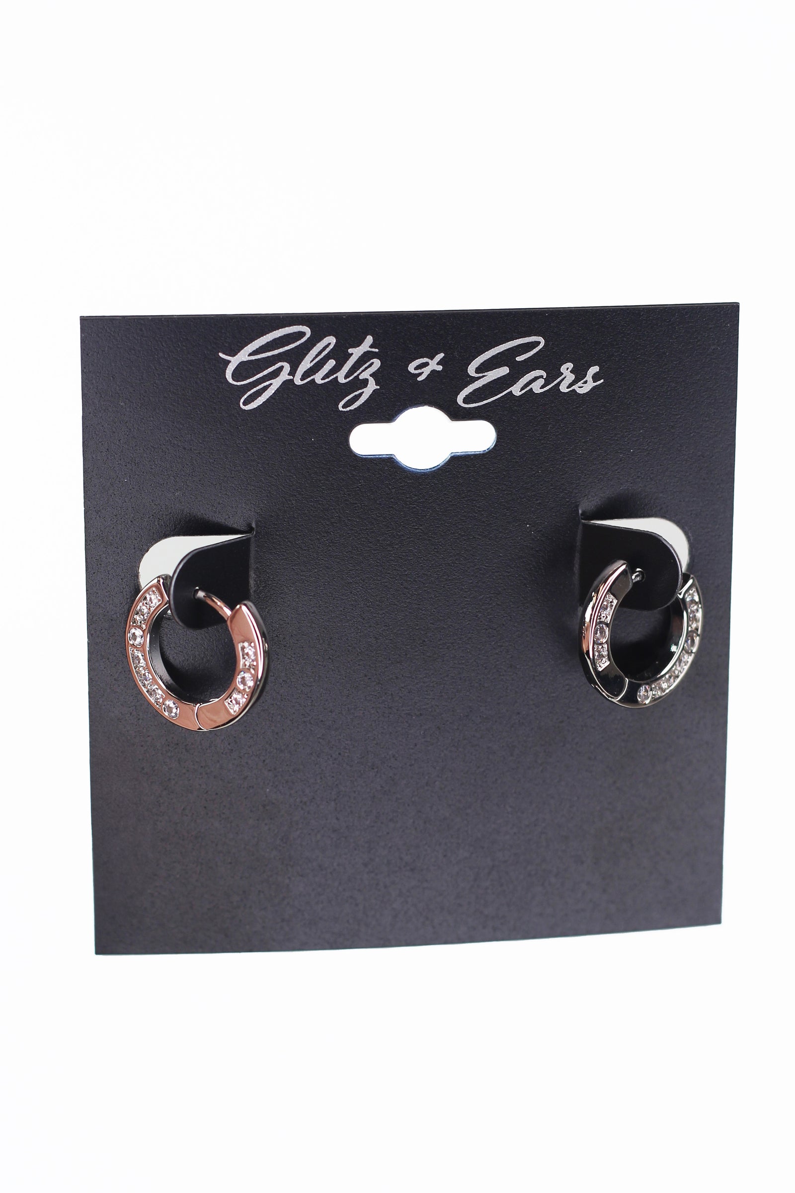 Small Hoop Earrings w/ Rhinestone Accents