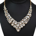 Two Row Rhinestone Teardrop Statement Necklace