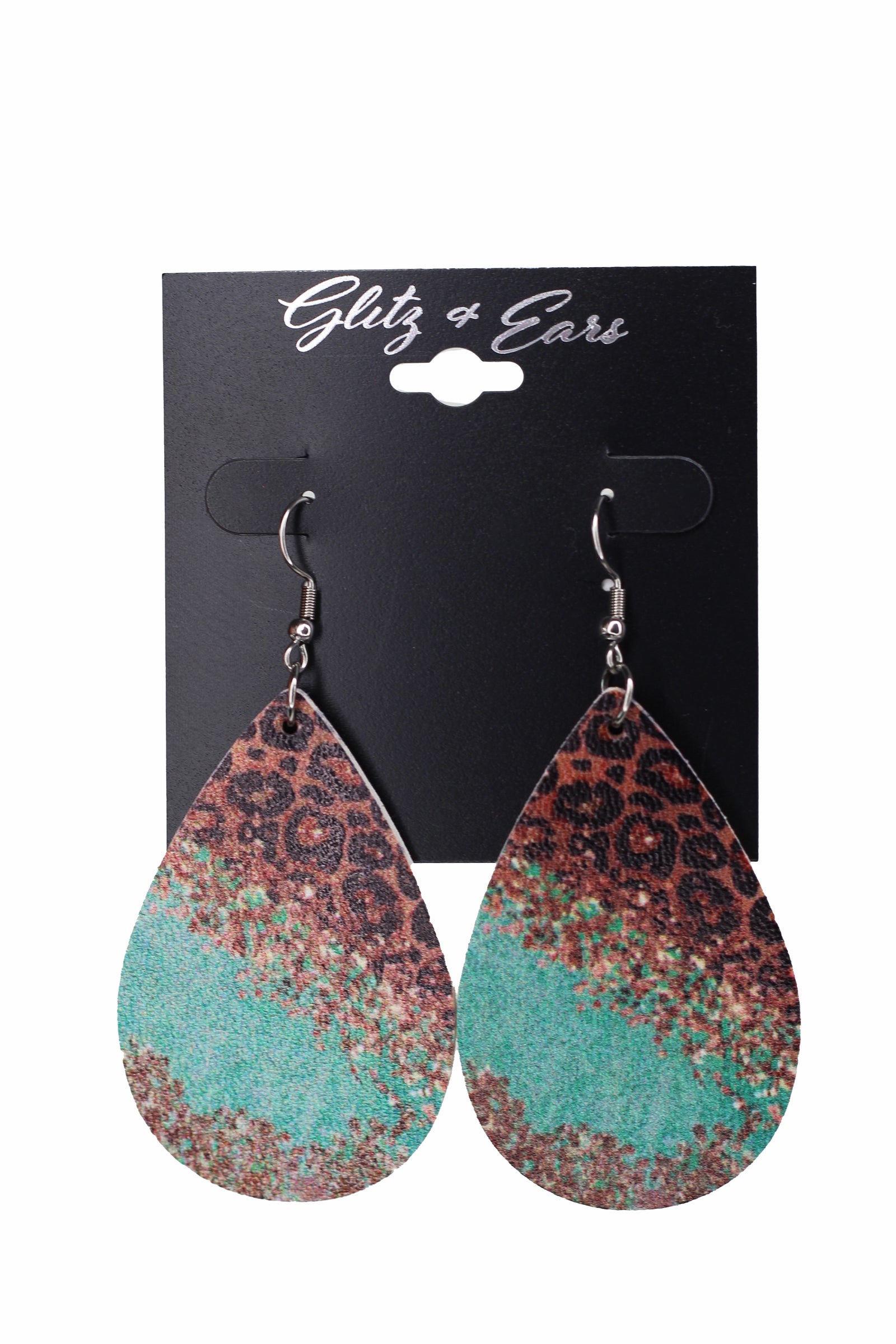 Leopard Ombre Faux Leather Teardrop Earring