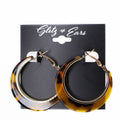 Tortoise Lever Back Hoops w/ Gold Trim