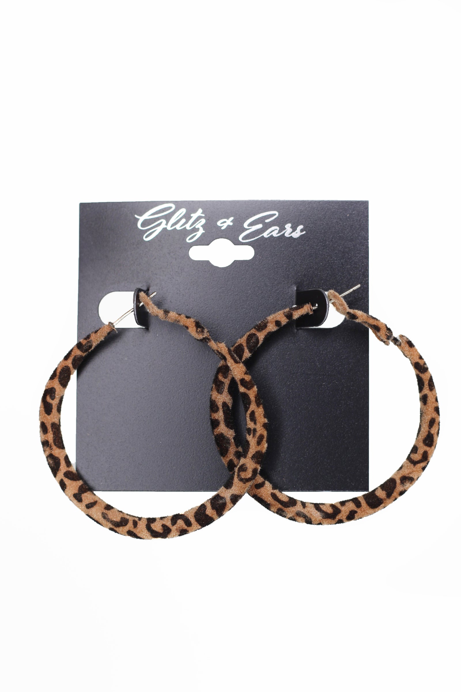 Velvet Leopard Lever Back Hoop Earrings