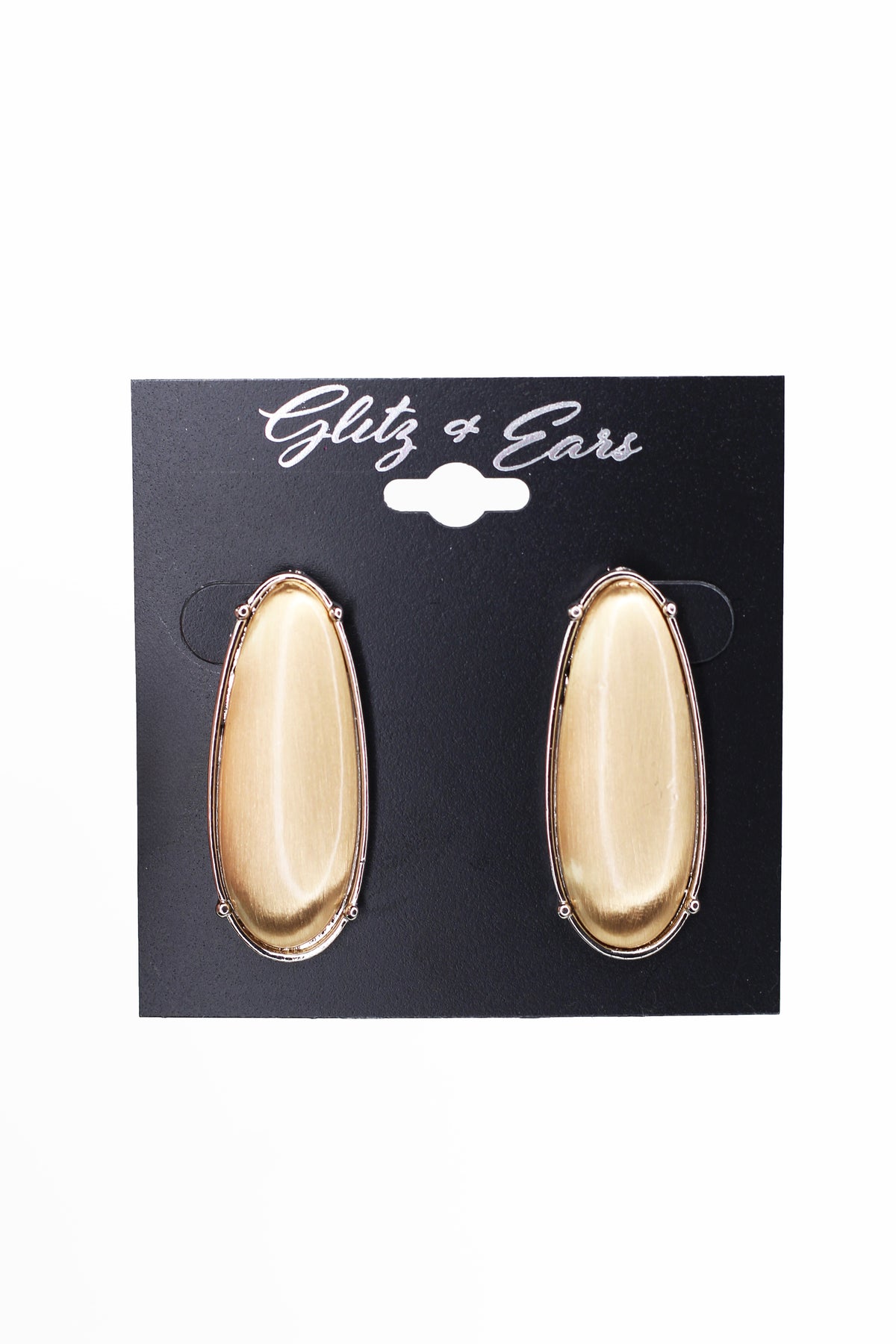 Metal Trimmed Long Oval Earrings
