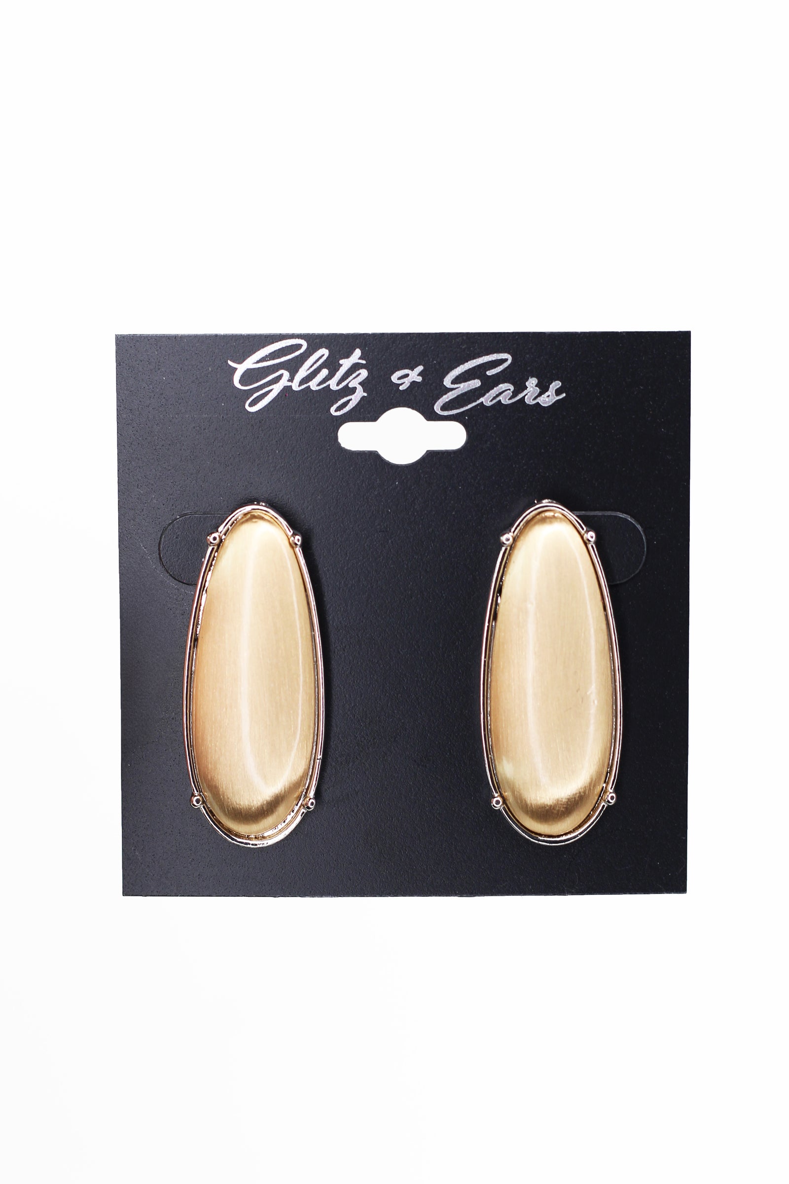 Metal Trimmed Long Oval Earrings